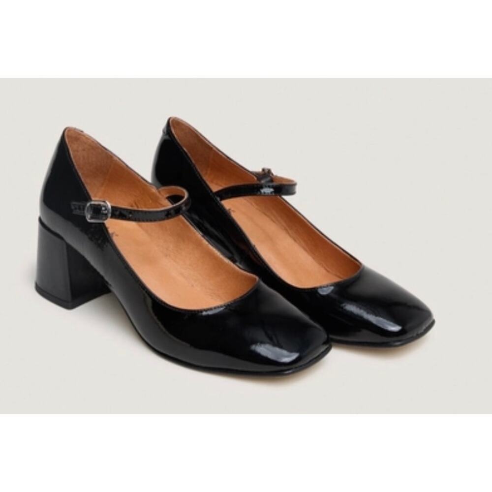 Jonak Paris Mary Janes Square Heel Black Patent Leather Alienor